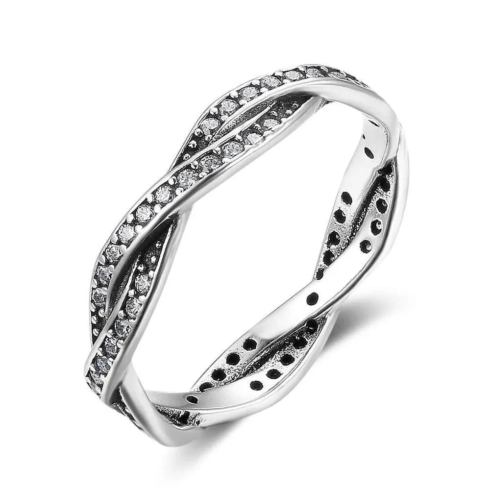 925 Sterling Silver Ring for Women- Cubic Zirconia Stones Stubbed Winding Designed Engagement Ring