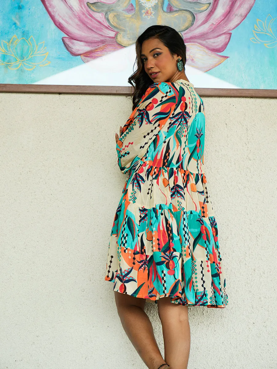 Abstract Printed Short Dress