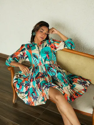 Abstract Printed Short Dress