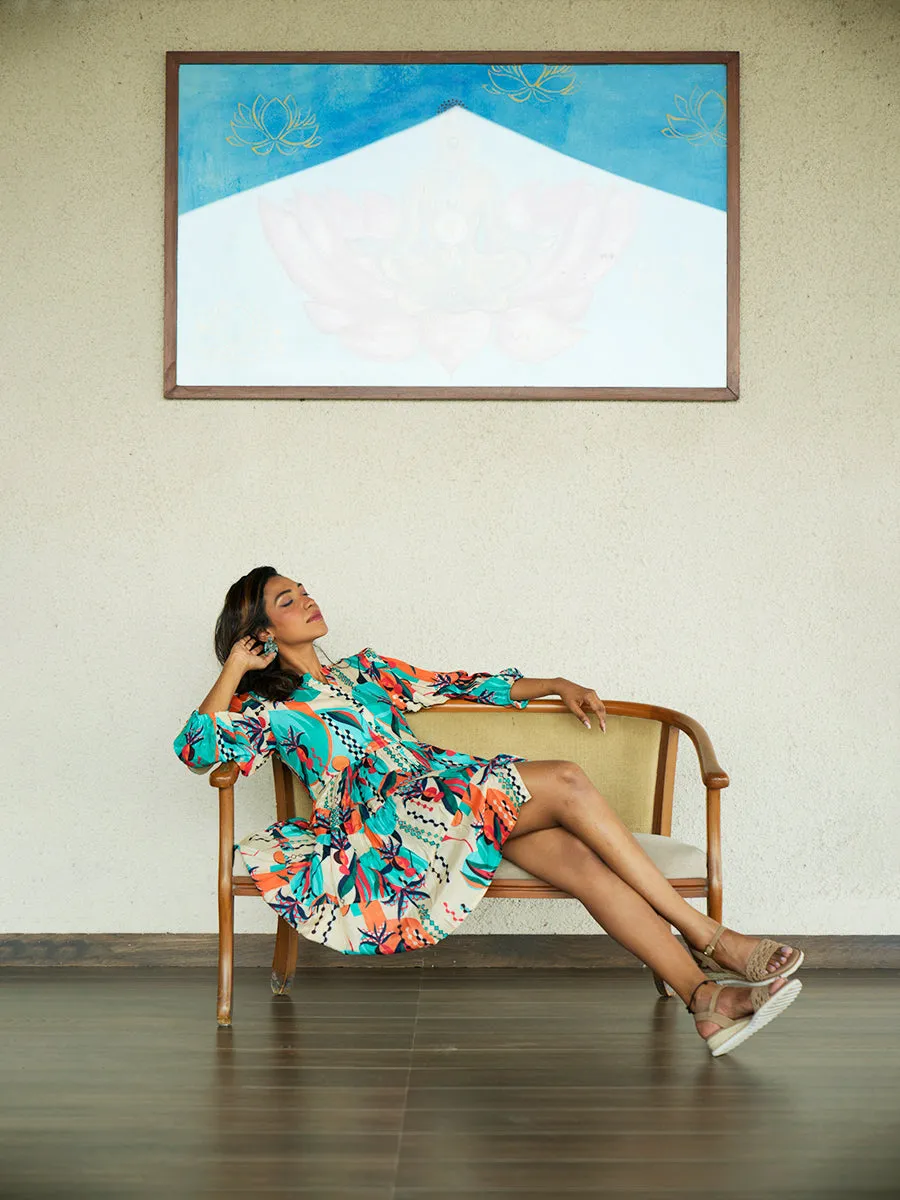 Abstract Printed Short Dress