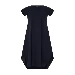 Asymmetrical Boat Neck Dress - Deep Navy