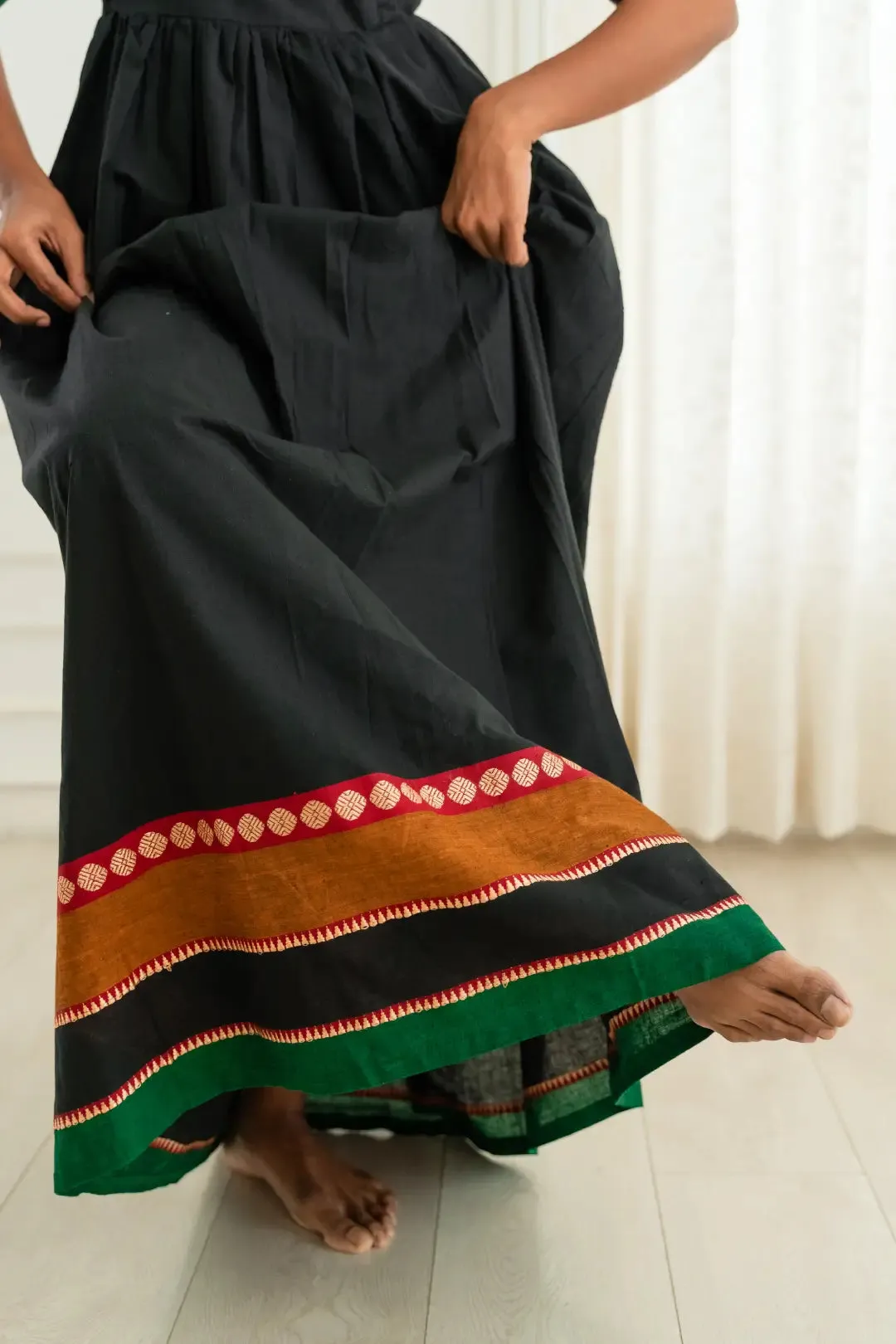 Black Mogra Maternity Feeding Dress