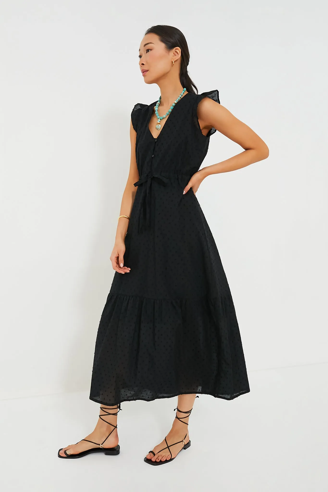 Black Swiss Dot Surya Dress
