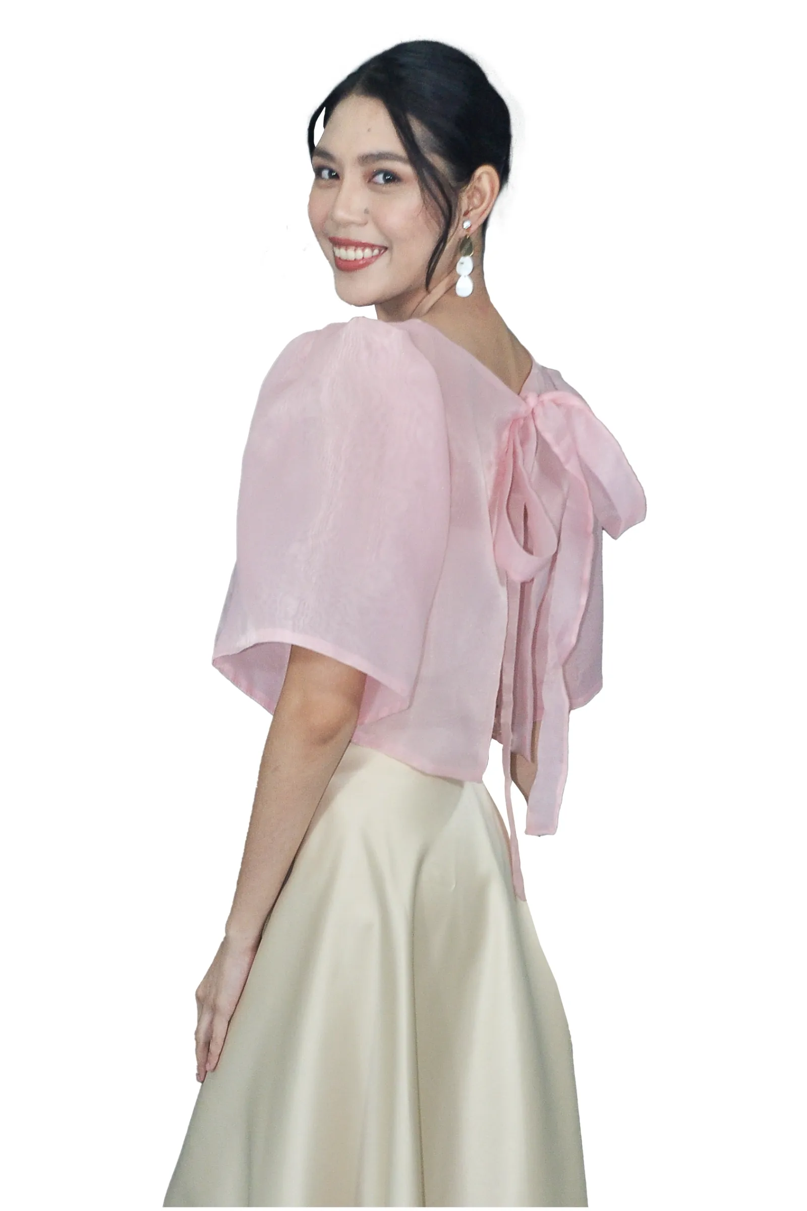 Blush Pink Kimona with Floral Bead Accents - Roj- JS301