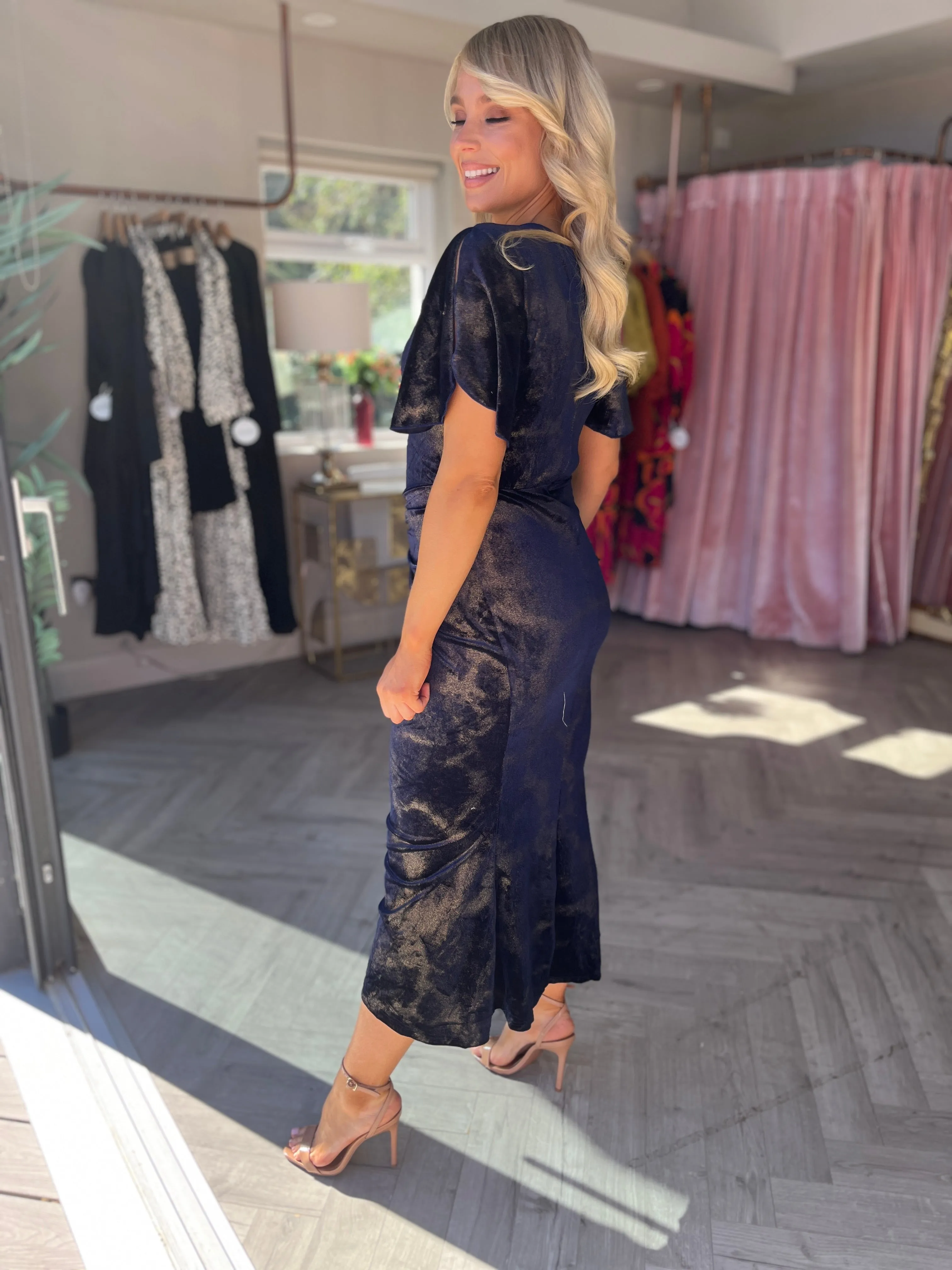 Cleo Navy & Gold Dress