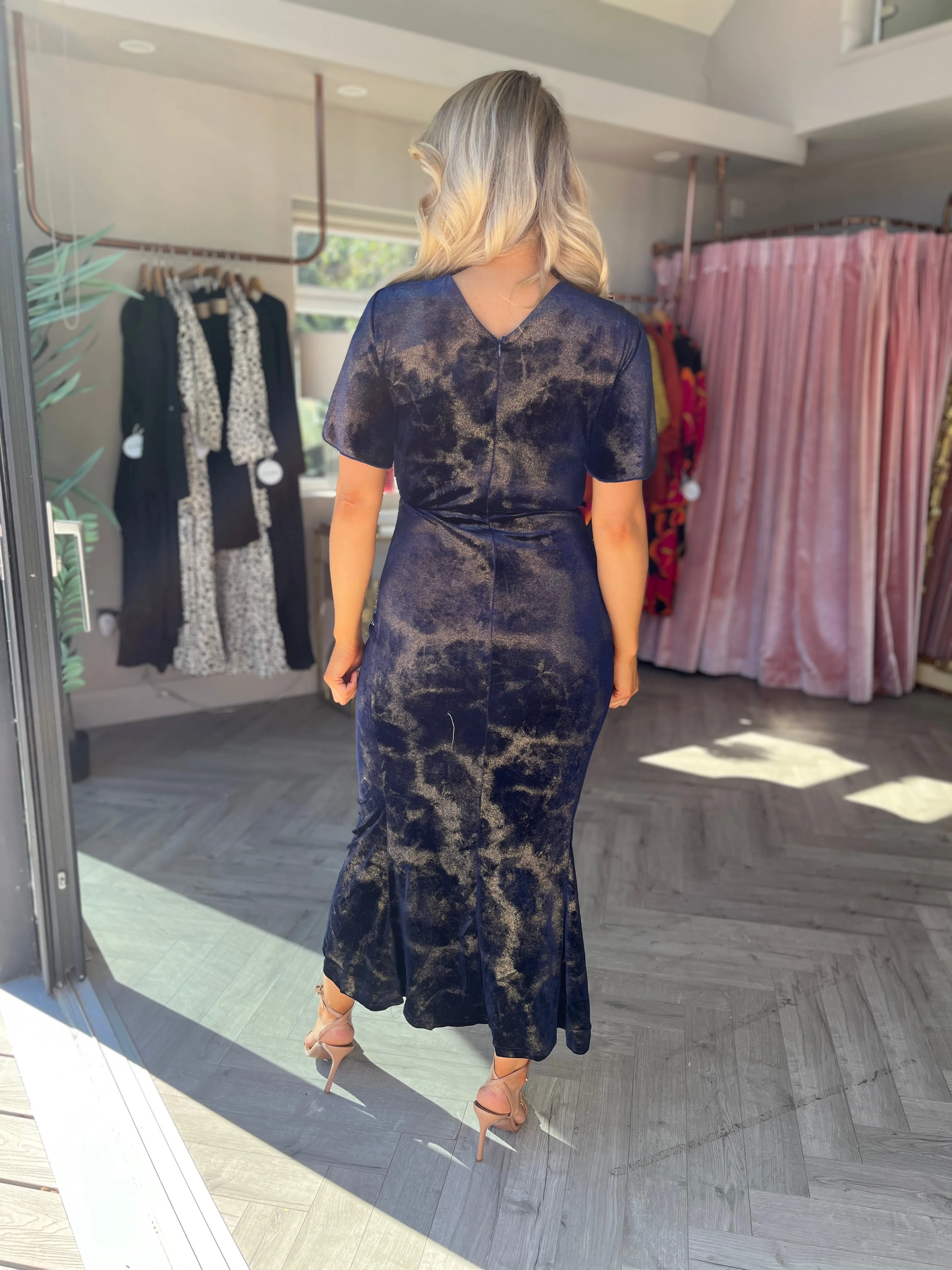 Cleo Navy & Gold Dress