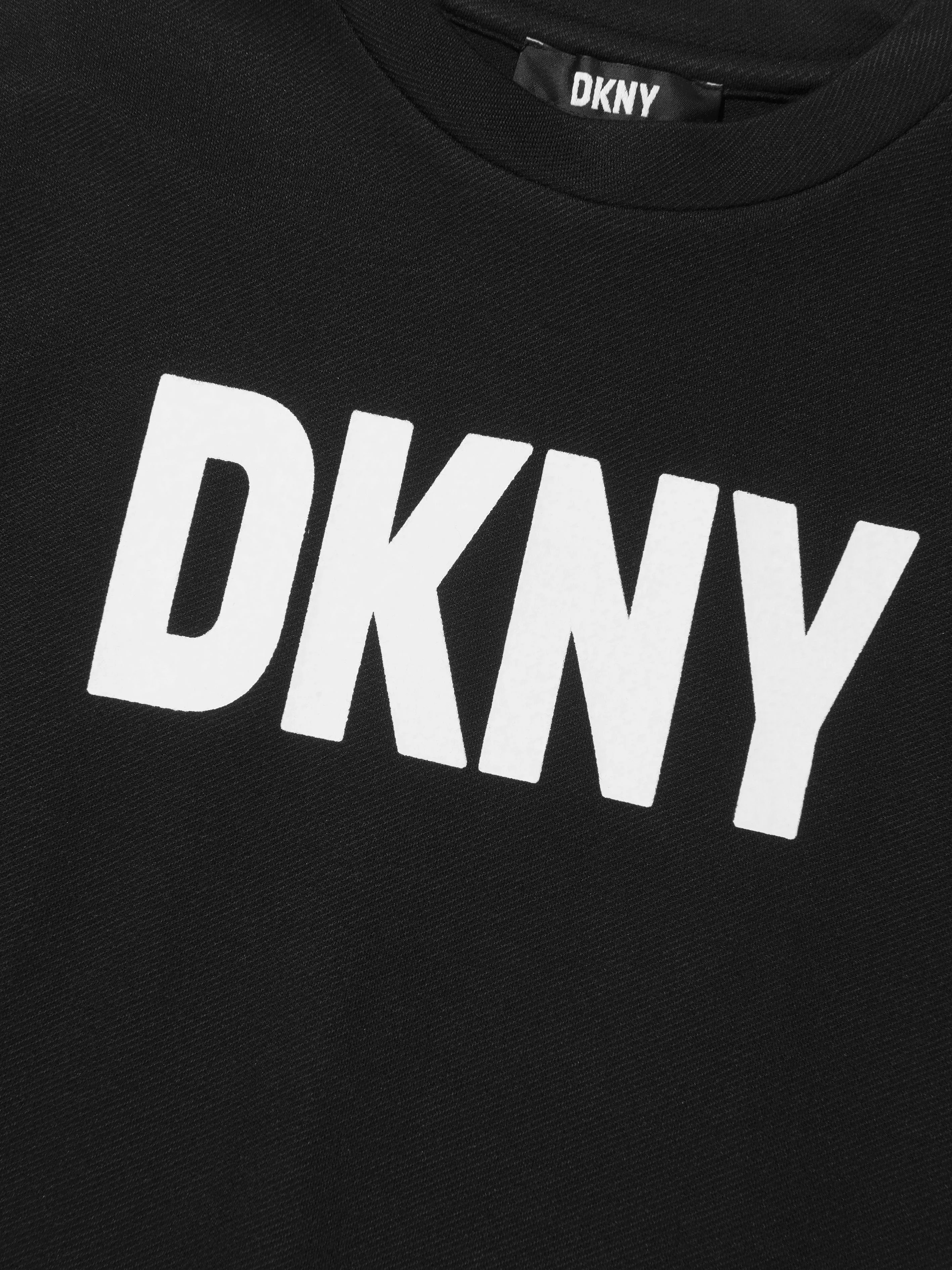 DKNY Girls Logo Print Dress in Black