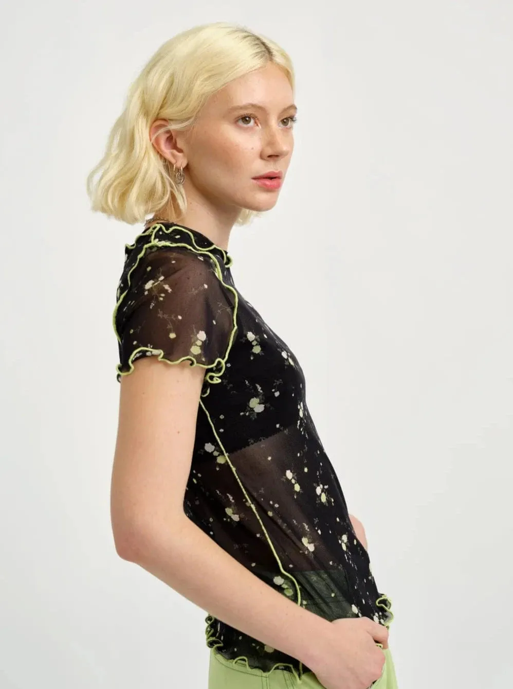 ELIZA FAULKNER - Remy tee black floral mesh