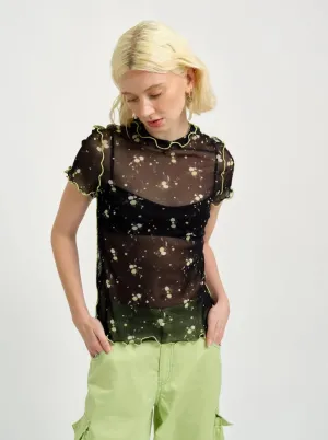 ELIZA FAULKNER - Remy tee black floral mesh