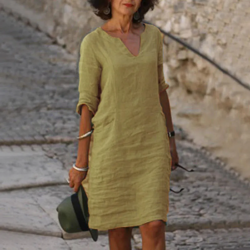 Elvita - Wide V-Neck Dress