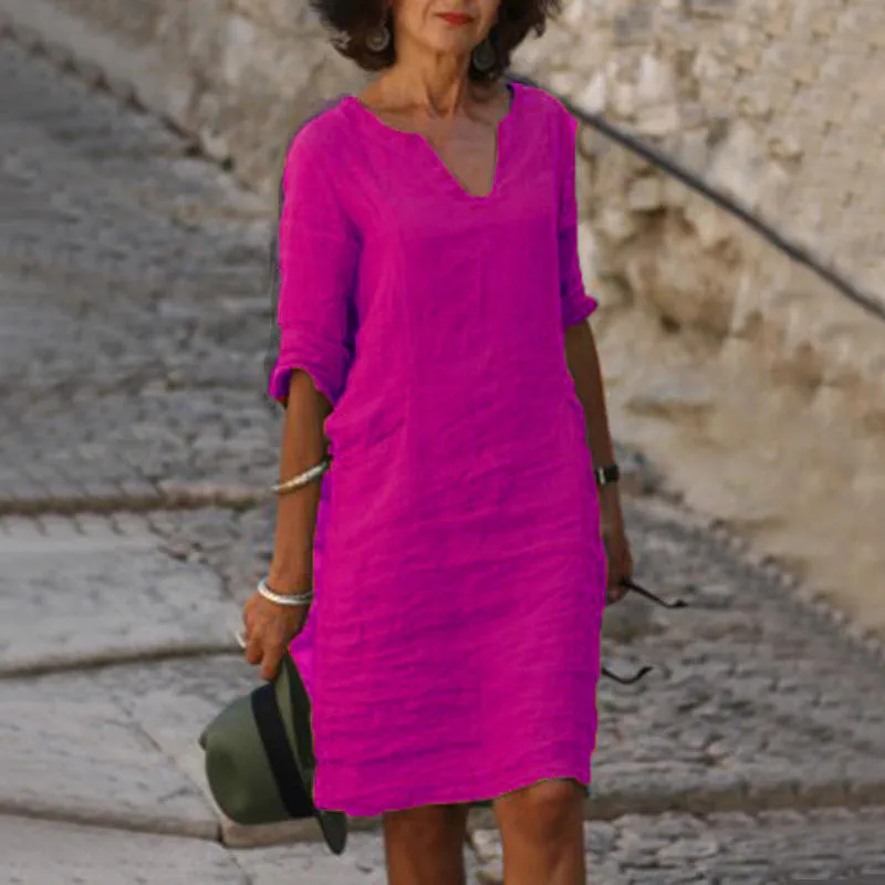 Elvita - Wide V-Neck Dress