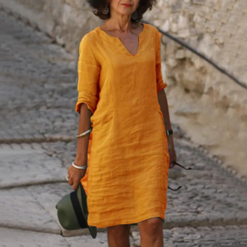 Elvita - Wide V-Neck Dress