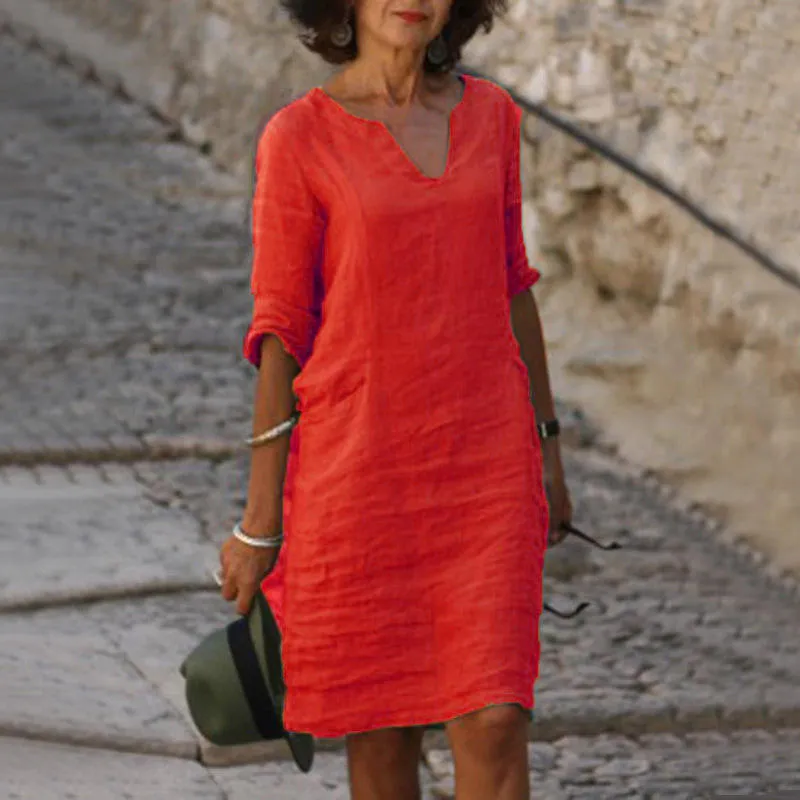 Elvita - Wide V-Neck Dress