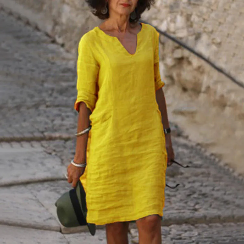 Elvita - Wide V-Neck Dress