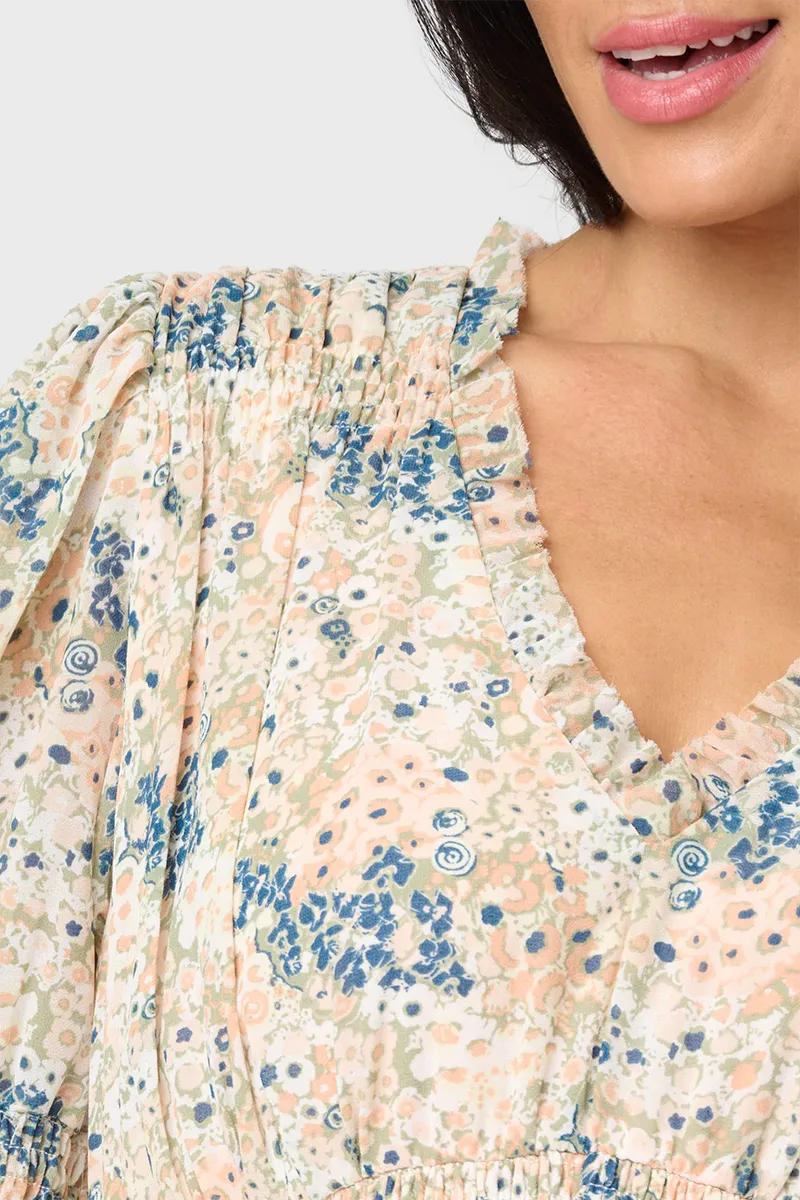Everybody V-Neck Ruffle Detail Dress