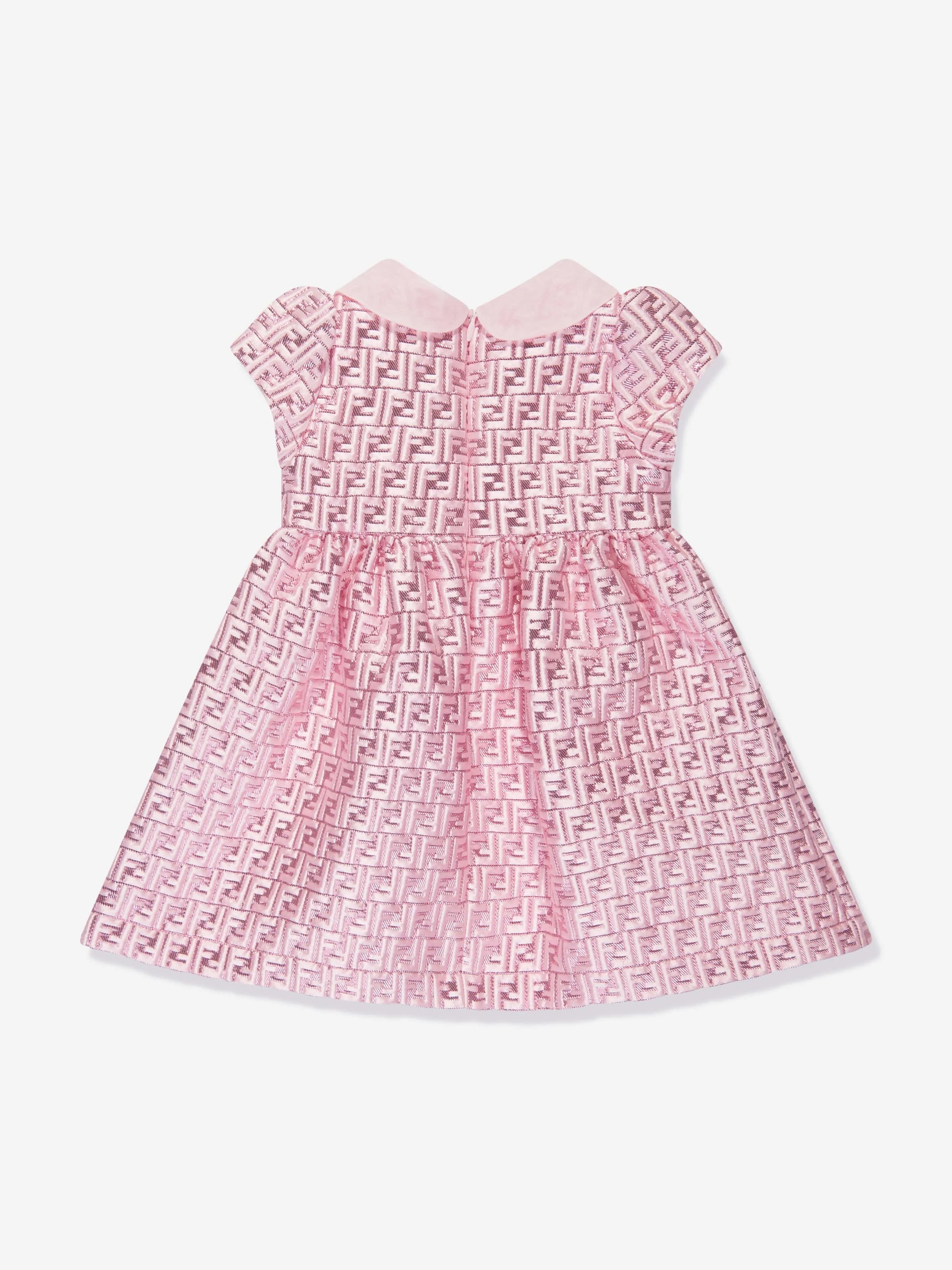 Fendi Baby Girls Brocade Logo Dress in Pink