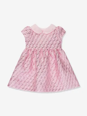 Fendi Baby Girls Brocade Logo Dress in Pink