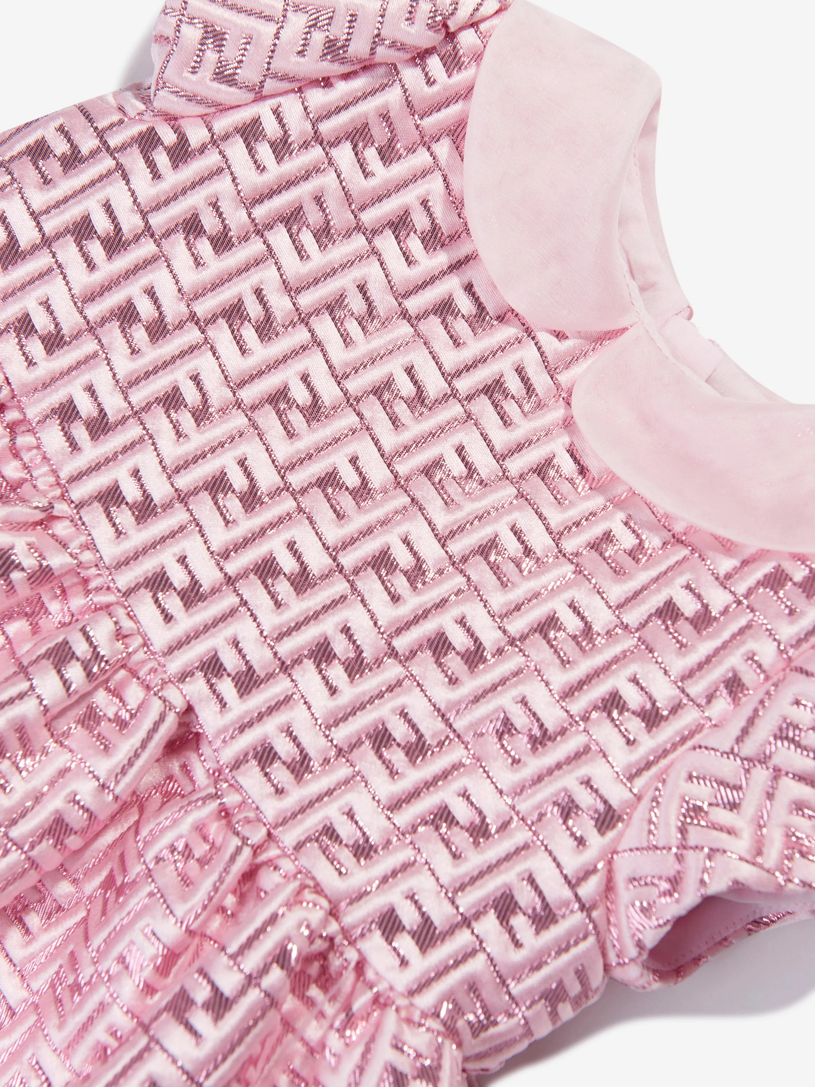 Fendi Baby Girls Brocade Logo Dress in Pink