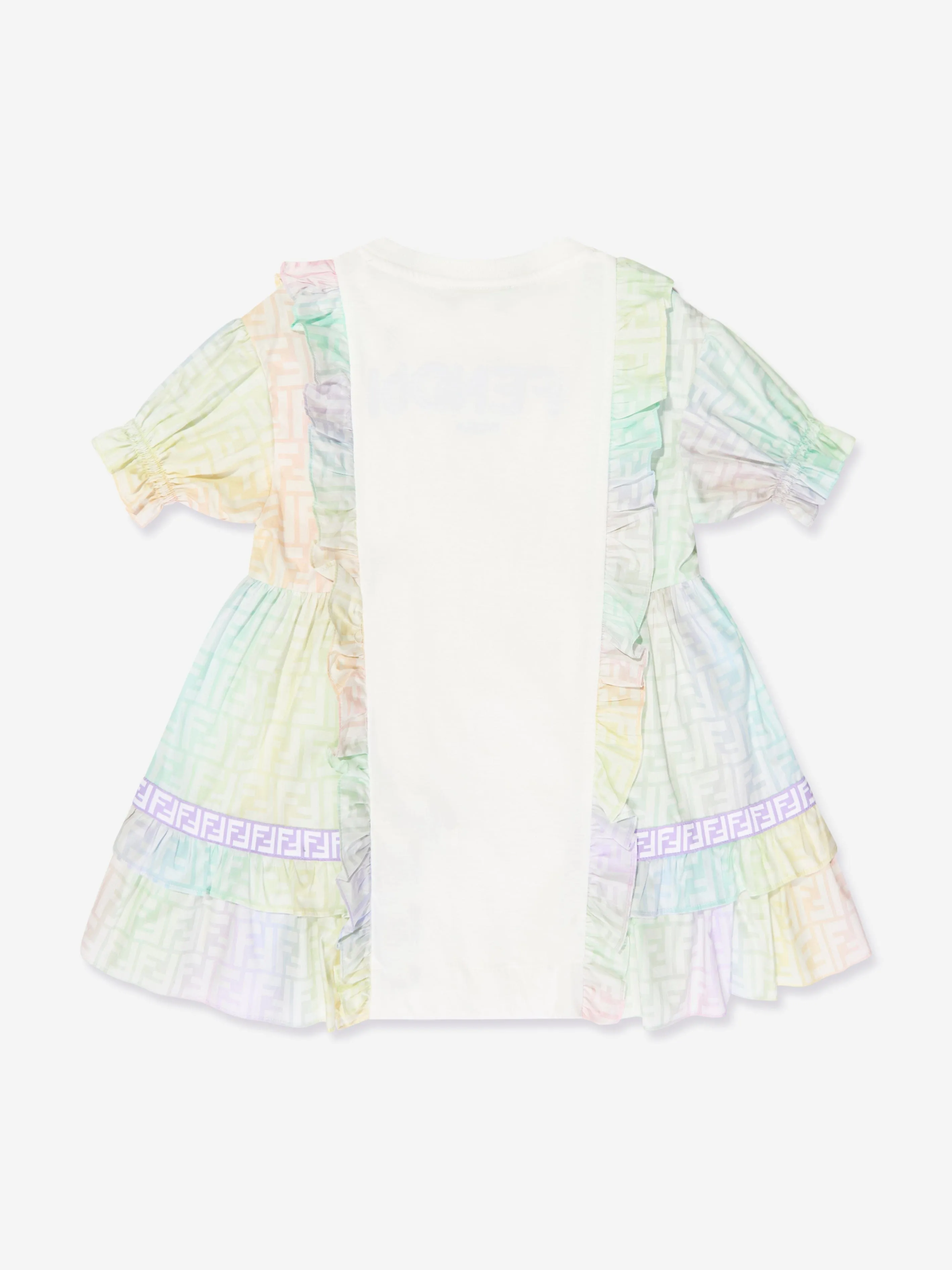 Fendi Girls FF Logo Metaverse Dress in White