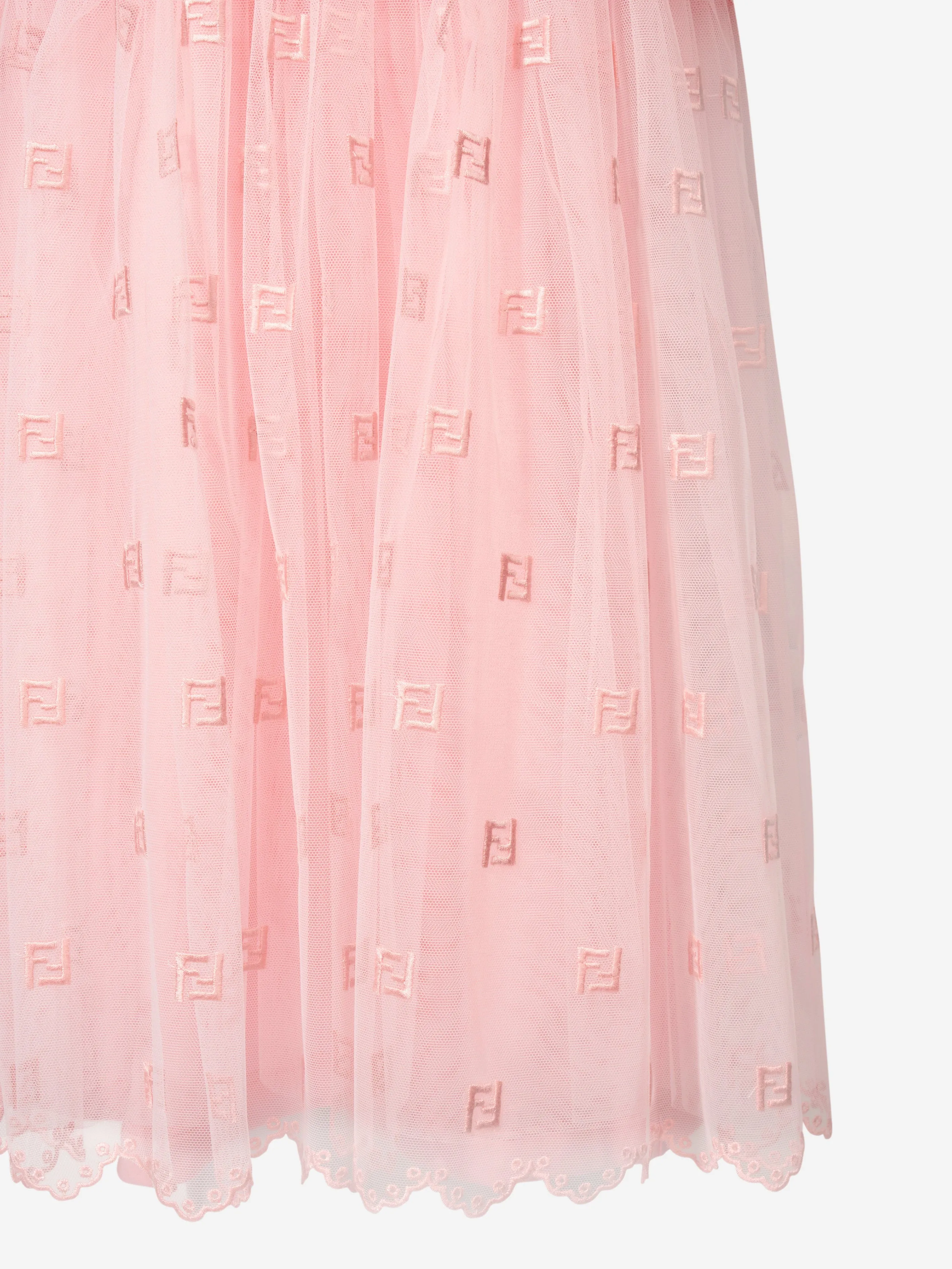 Fendi Girls Ruched Jersey Dress in Pink
