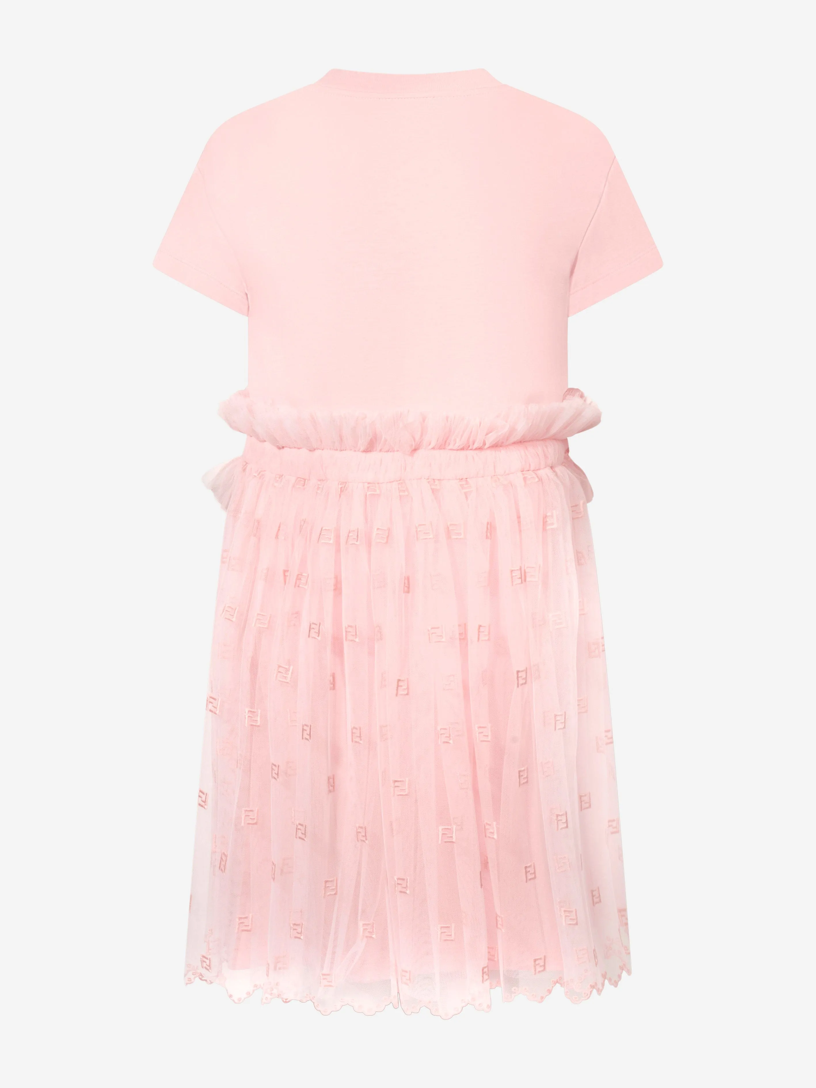 Fendi Girls Ruched Jersey Dress in Pink