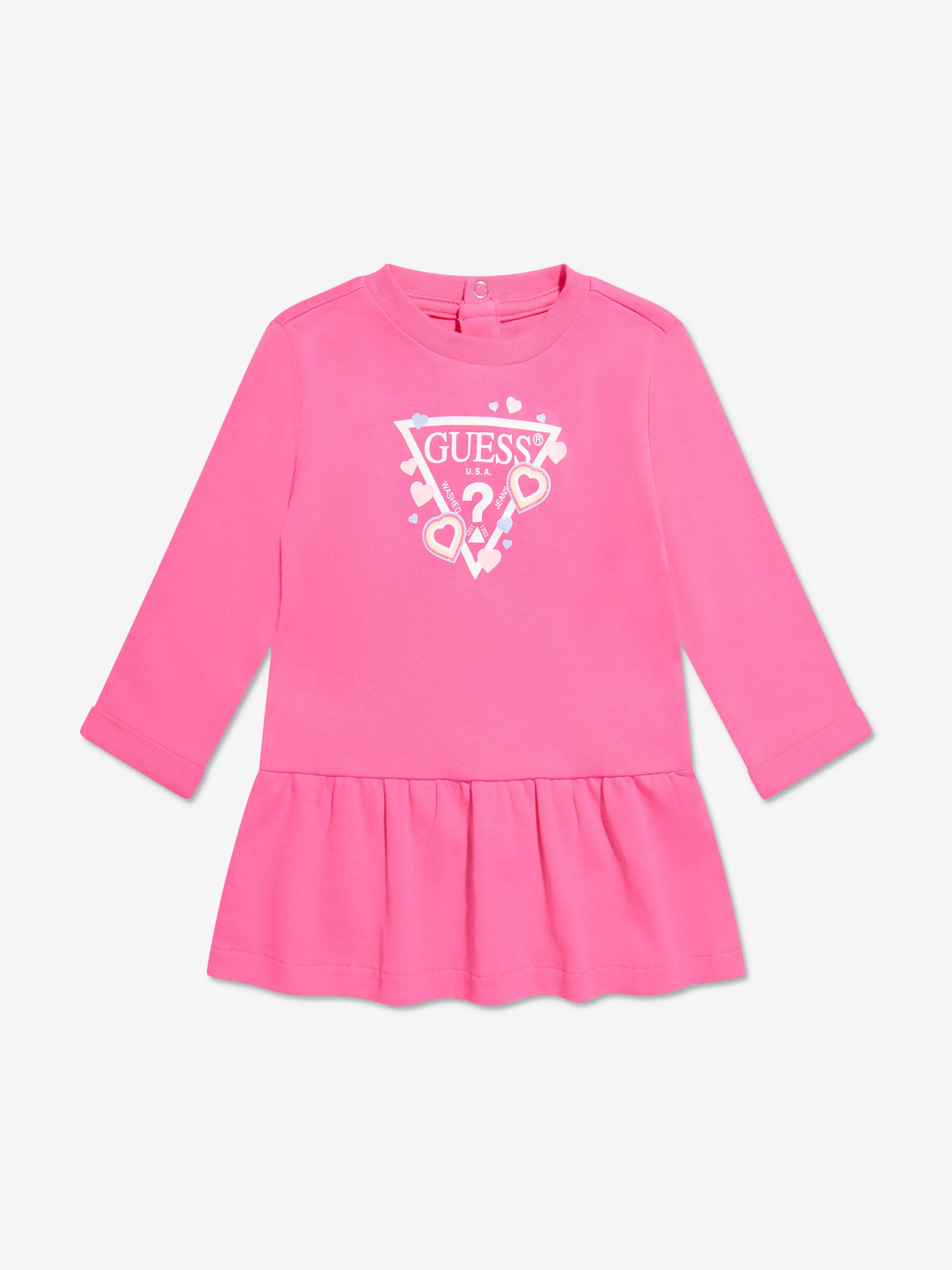 Guess Baby Girls Heart Dress With Knickers in Pink