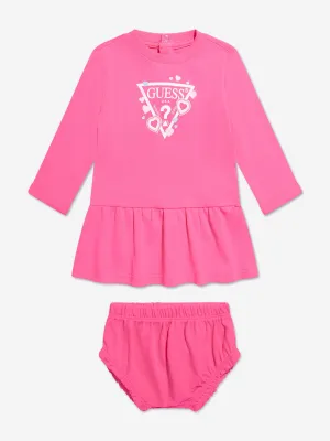 Guess Baby Girls Heart Dress With Knickers in Pink