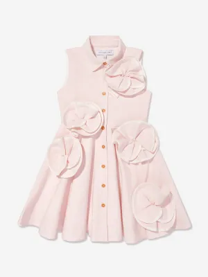 Jessie And James Girls Floral Shirt Dress in Pink