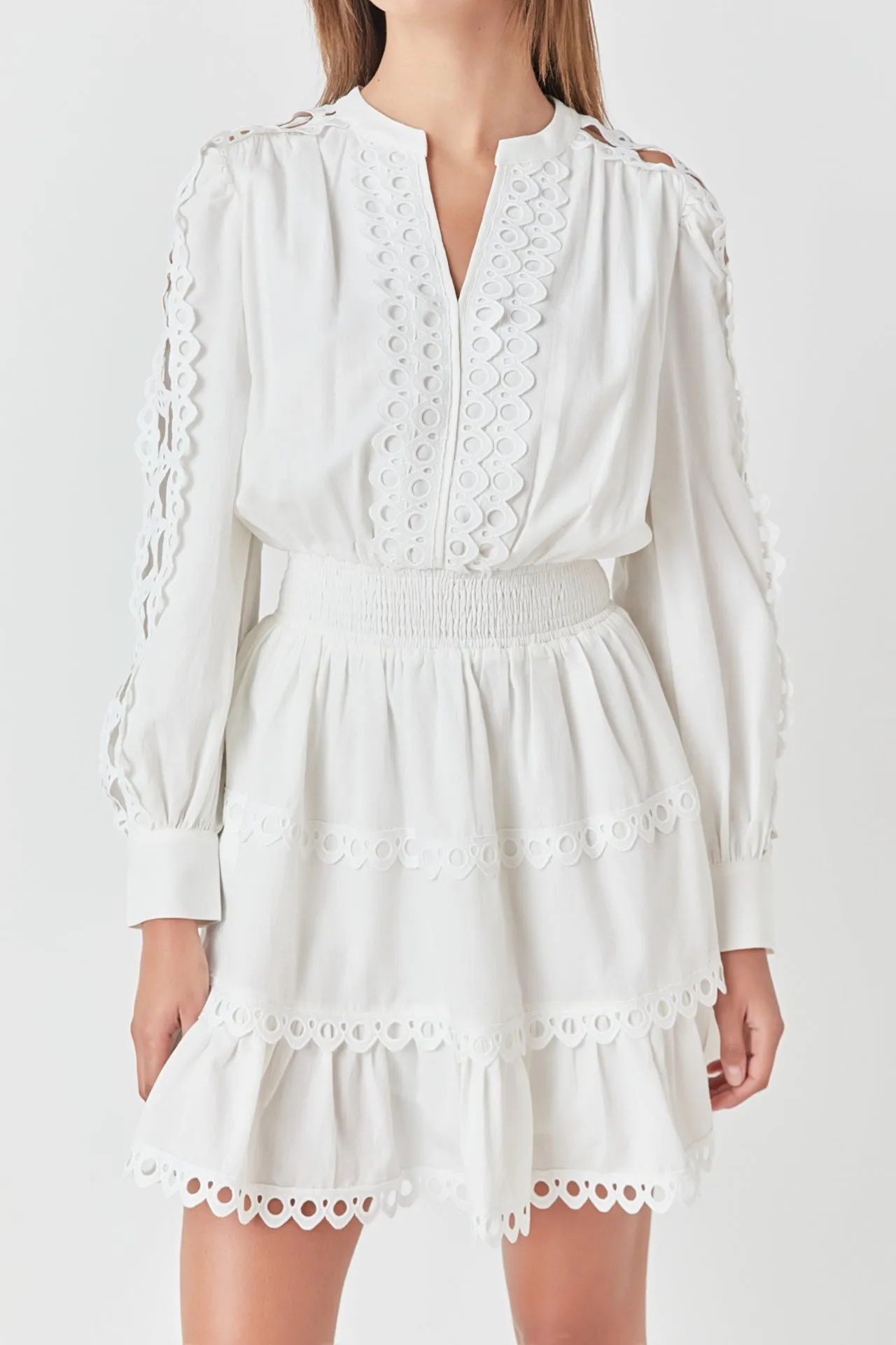 Lace Trim Mini Dress