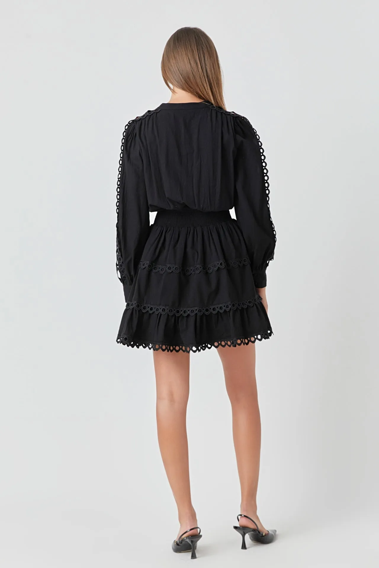 Lace Trim Mini Dress