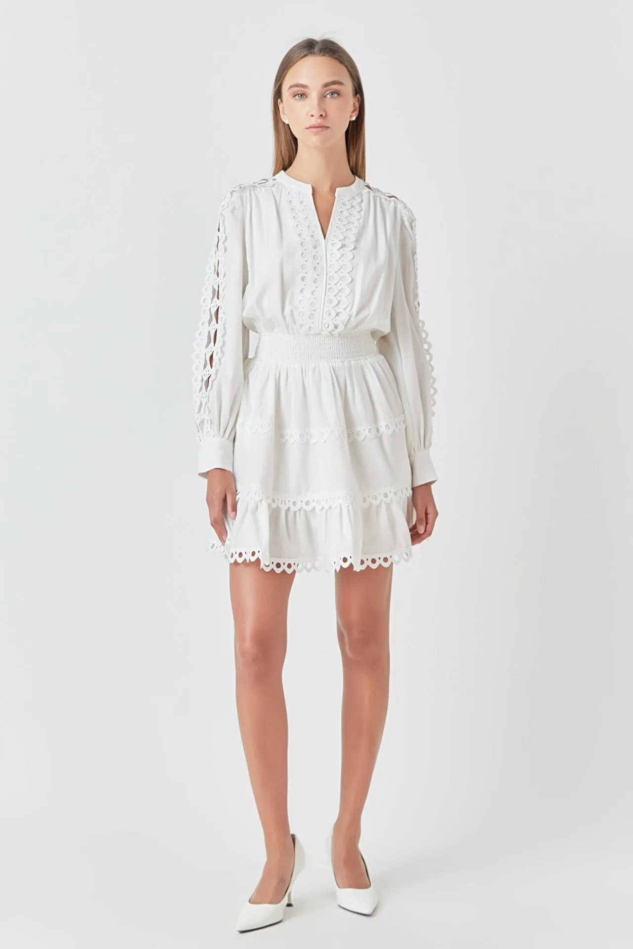 Lace Trim Mini Dress