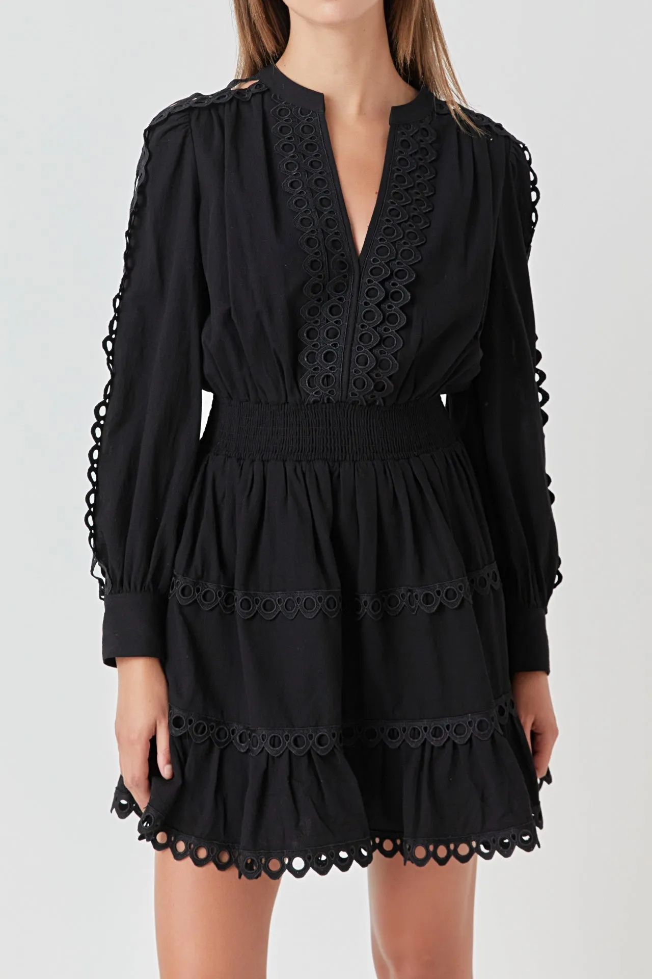 Lace Trim Mini Dress