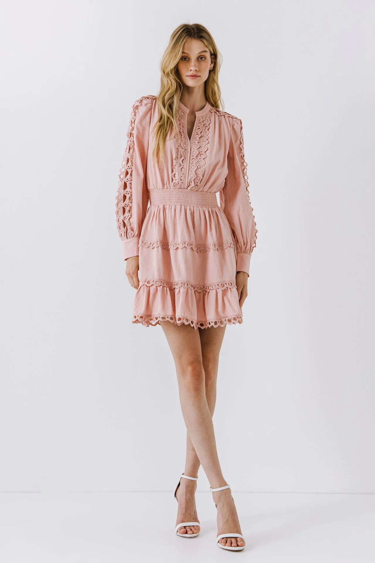 Lace Trim Mini Dress
