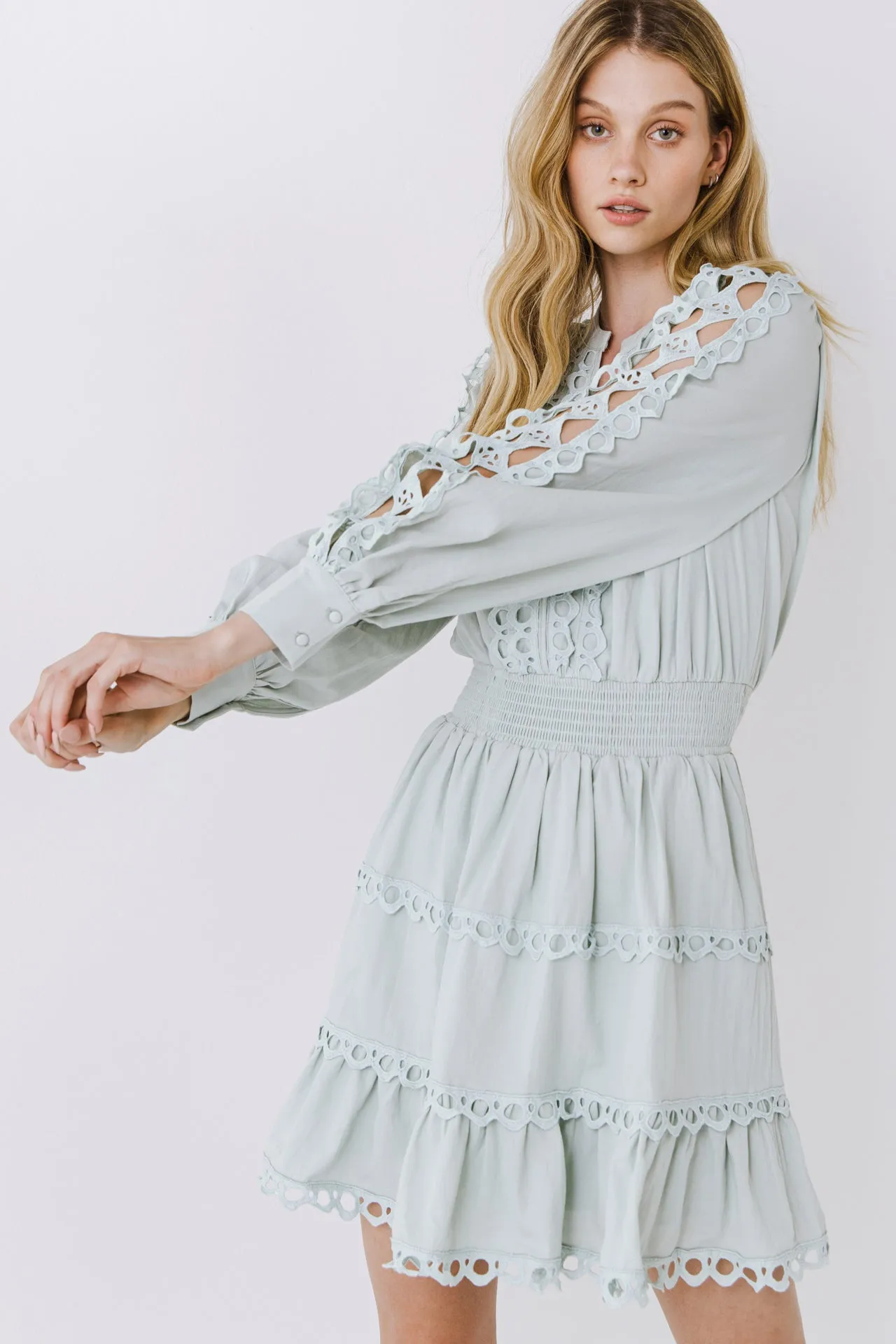 Lace Trim Mini Dress