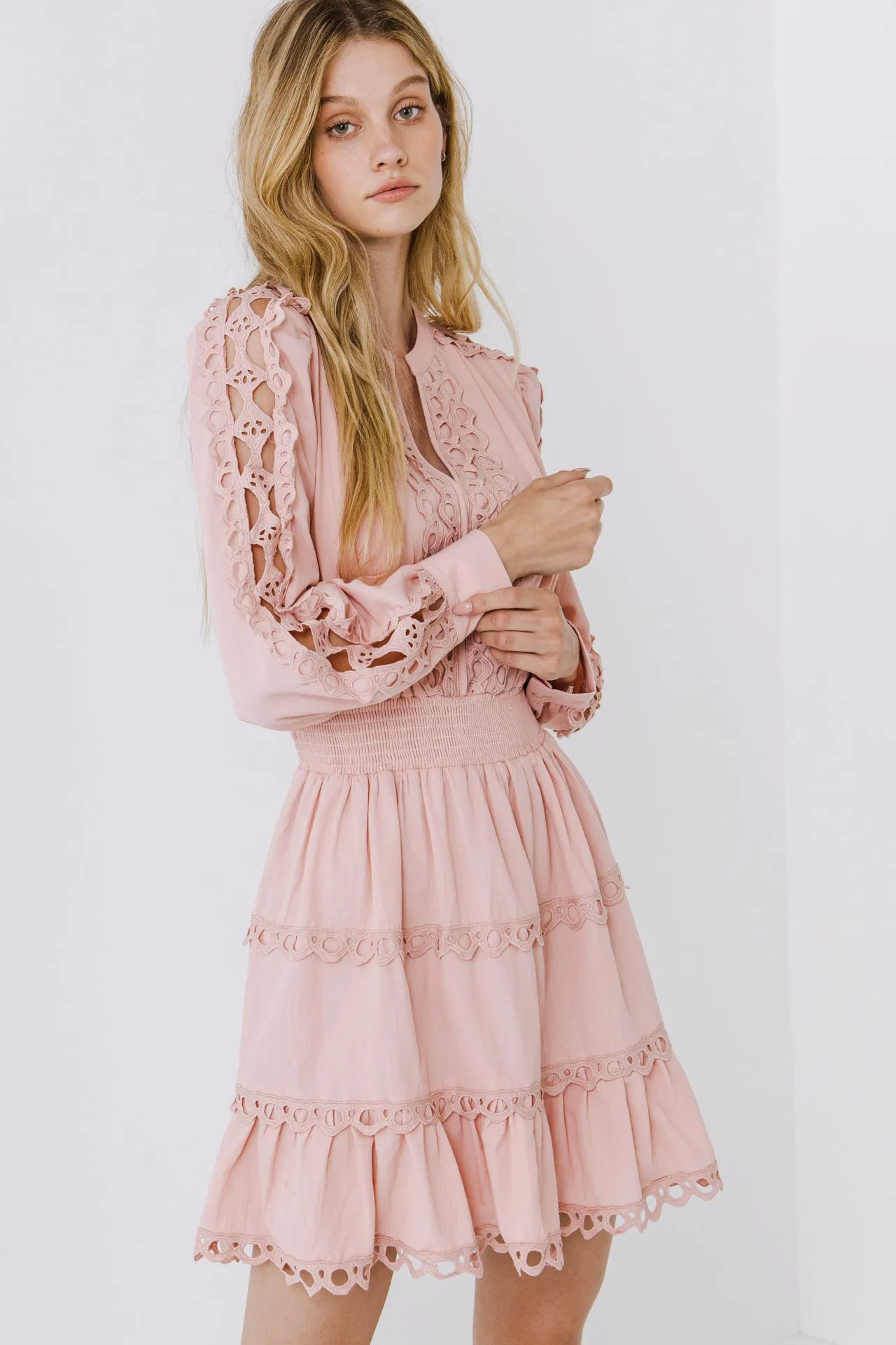 Lace Trim Mini Dress