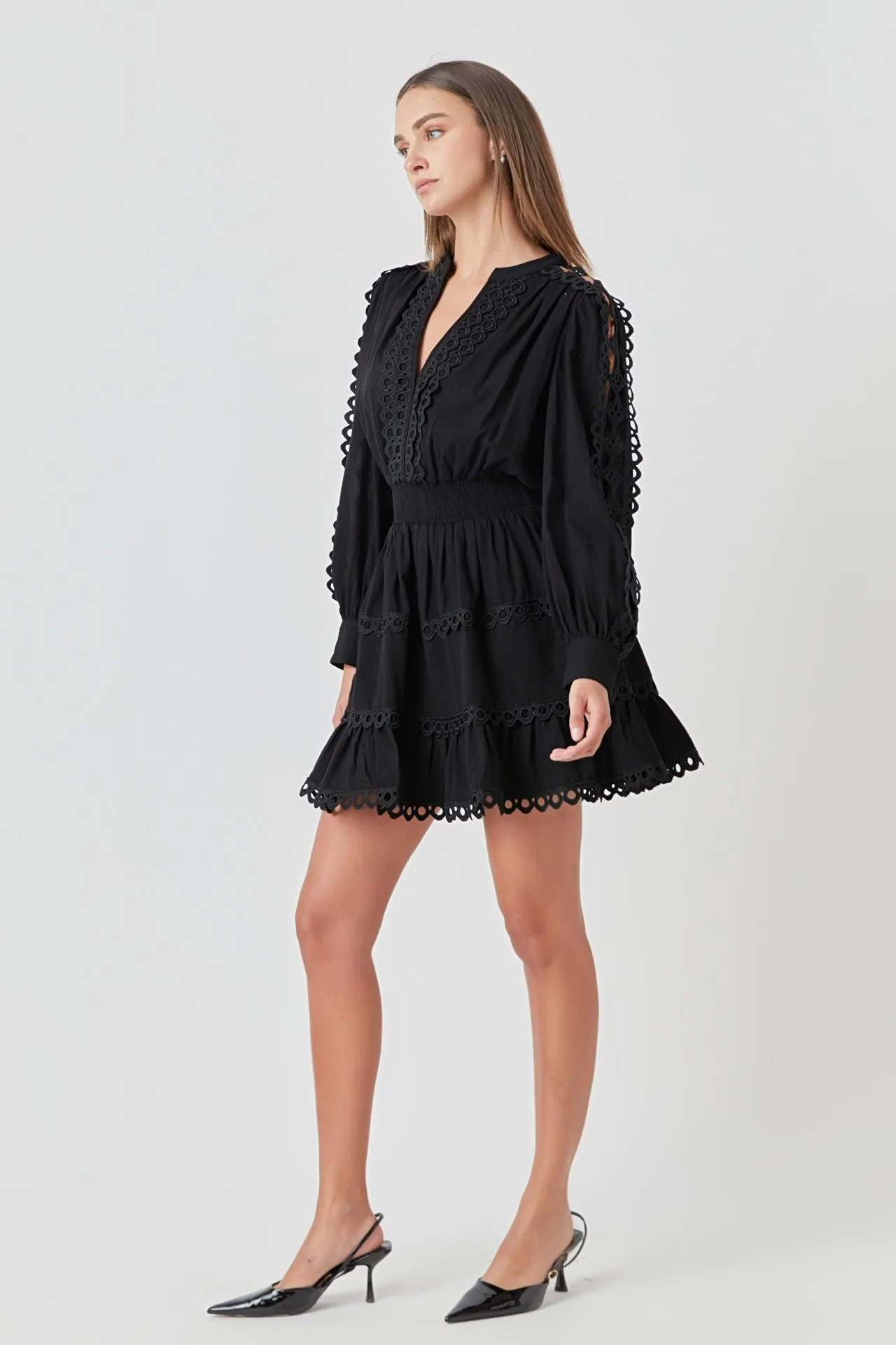 Lace Trim Mini Dress