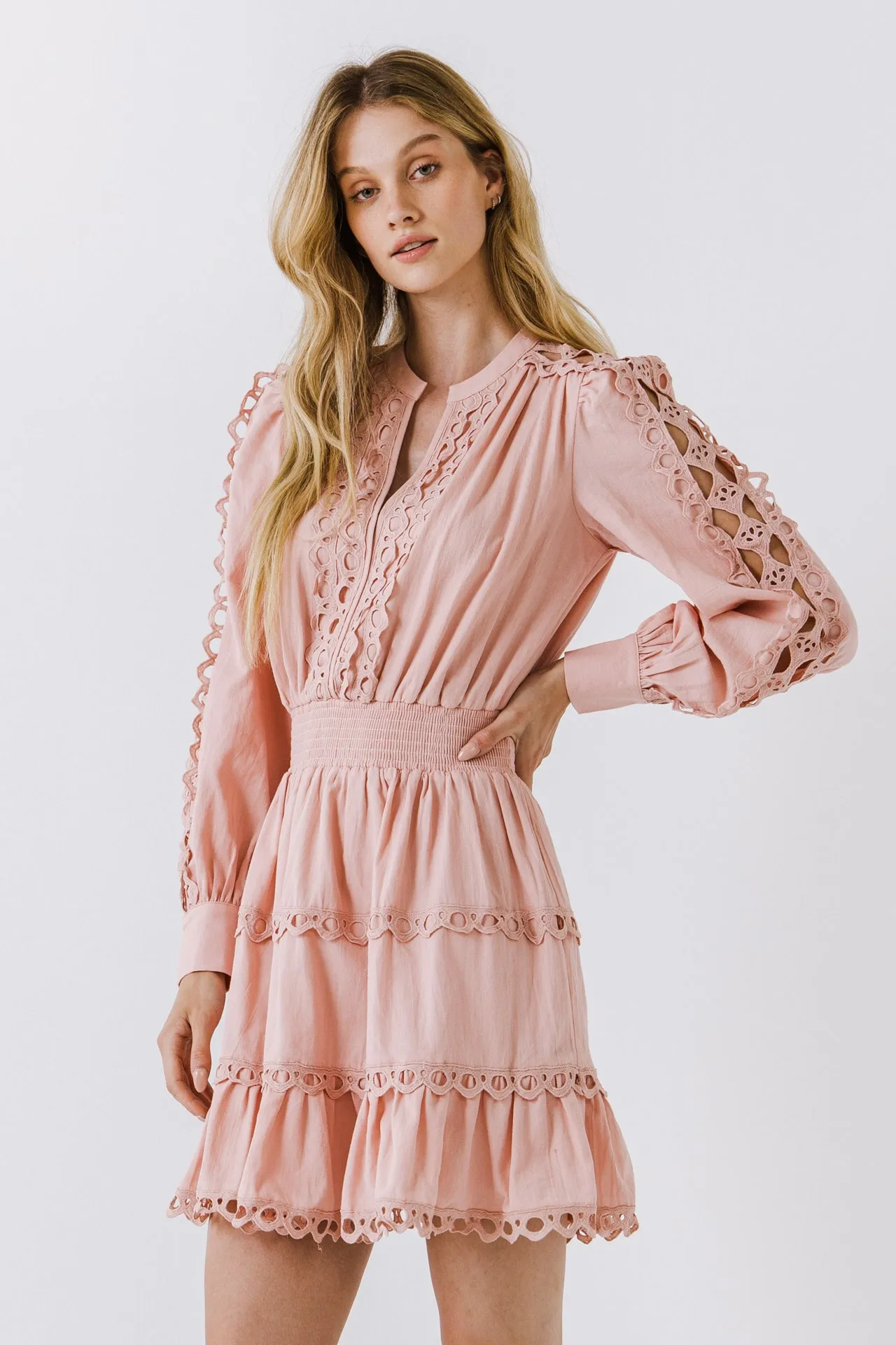 Lace Trim Mini Dress