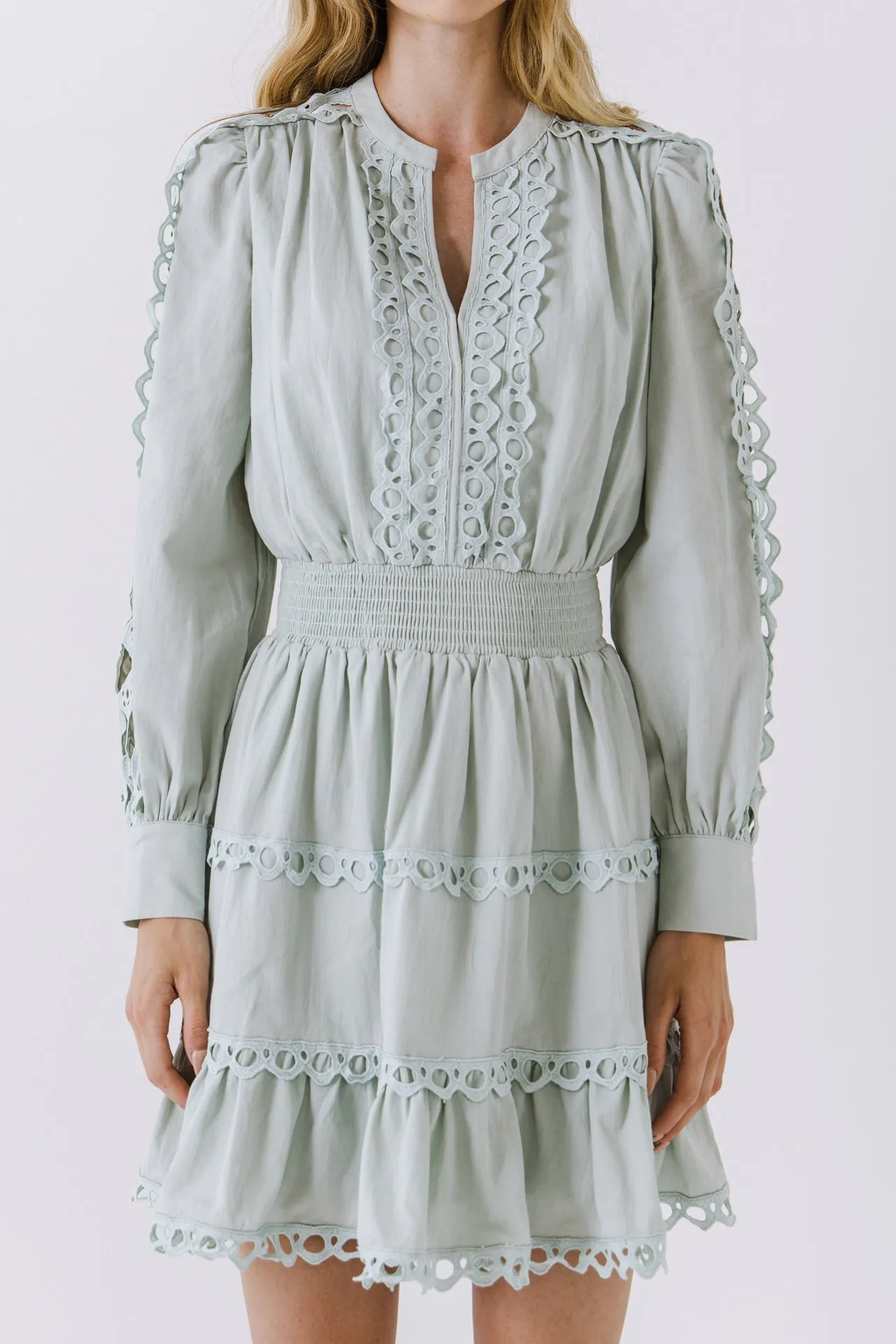 Lace Trim Mini Dress