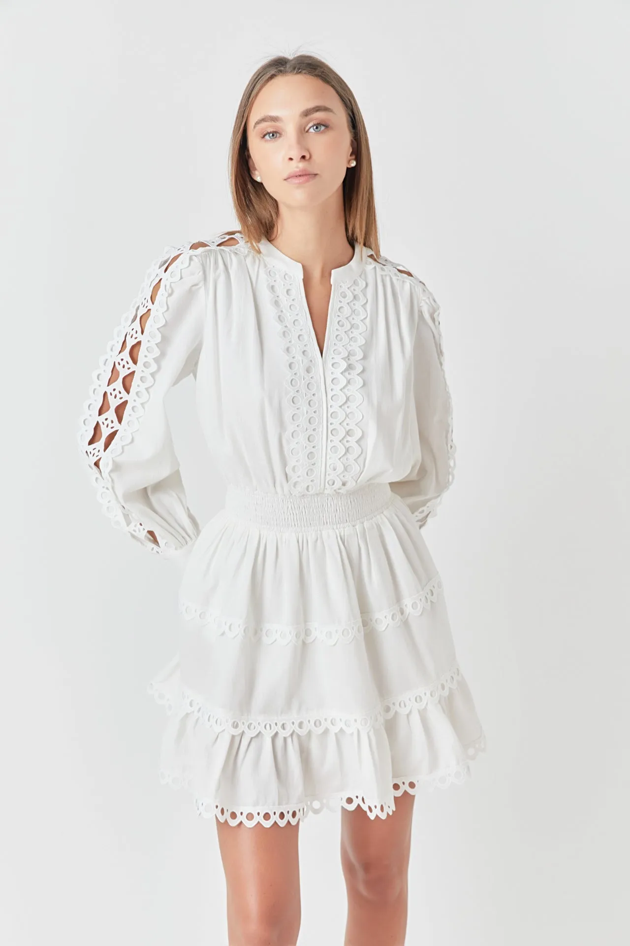 Lace Trim Mini Dress