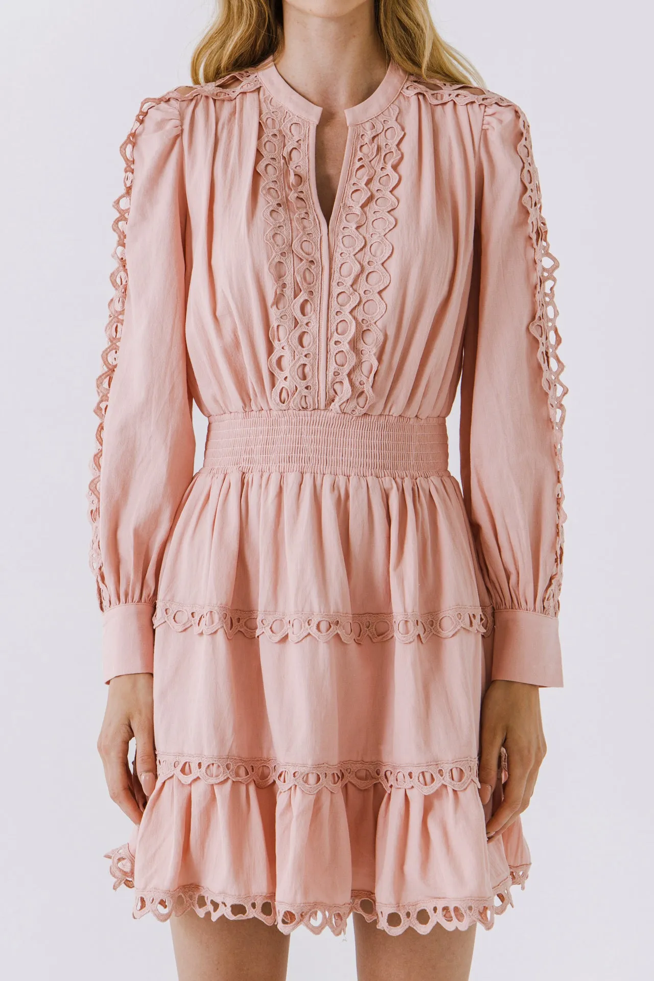 Lace Trim Mini Dress