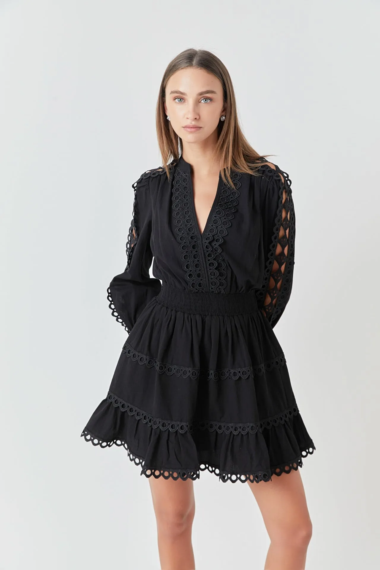 Lace Trim Mini Dress