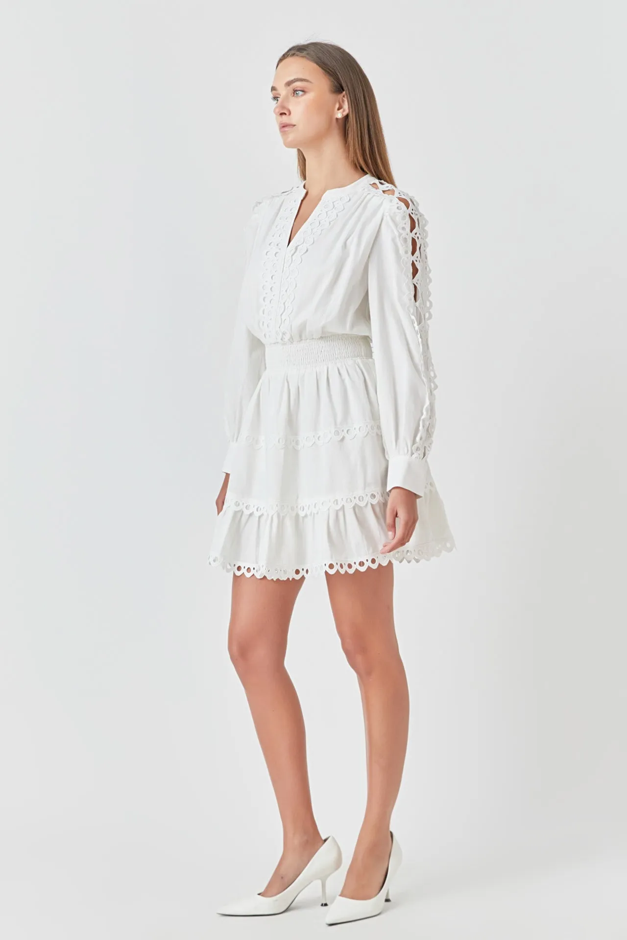 Lace Trim Mini Dress