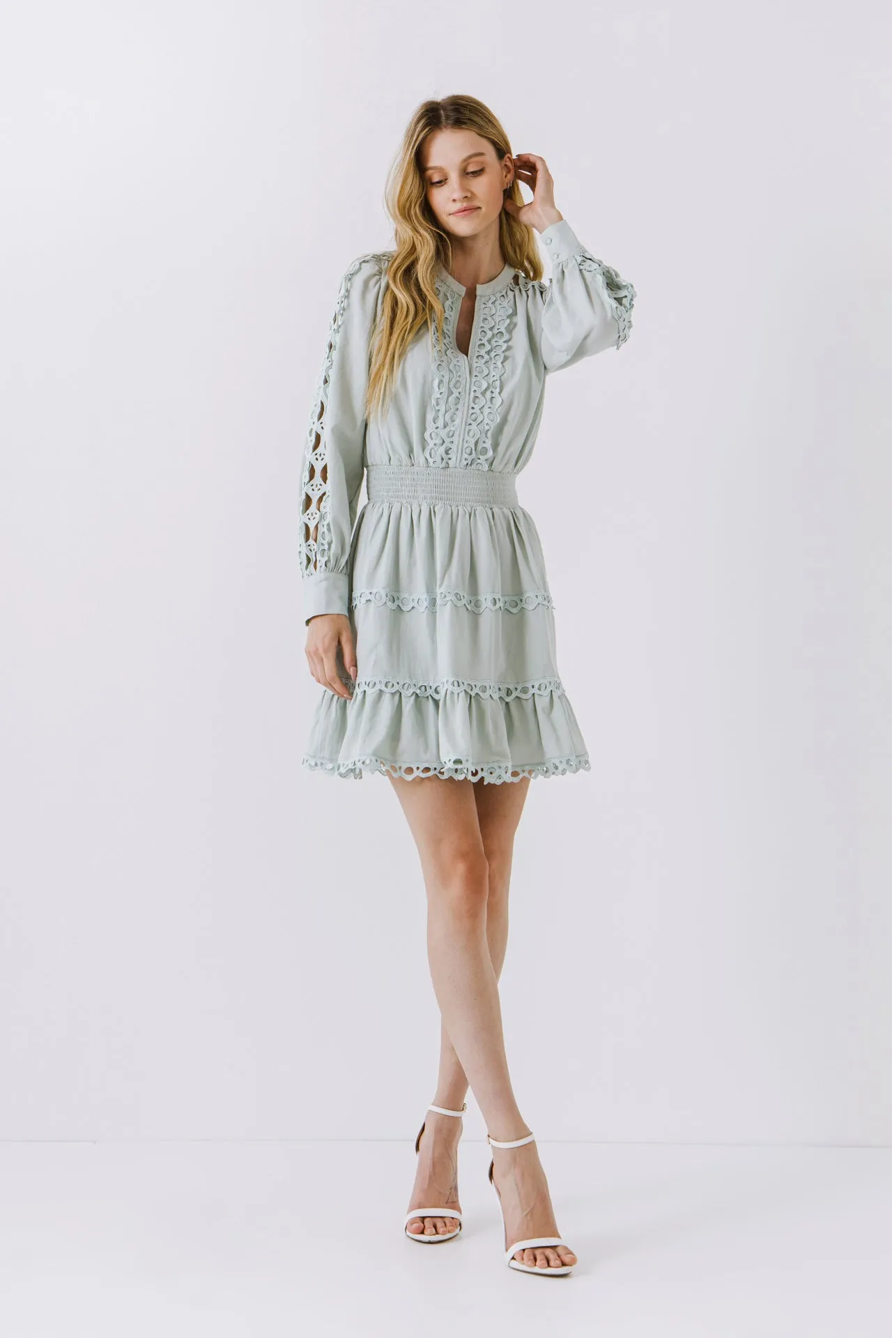 Lace Trim Mini Dress