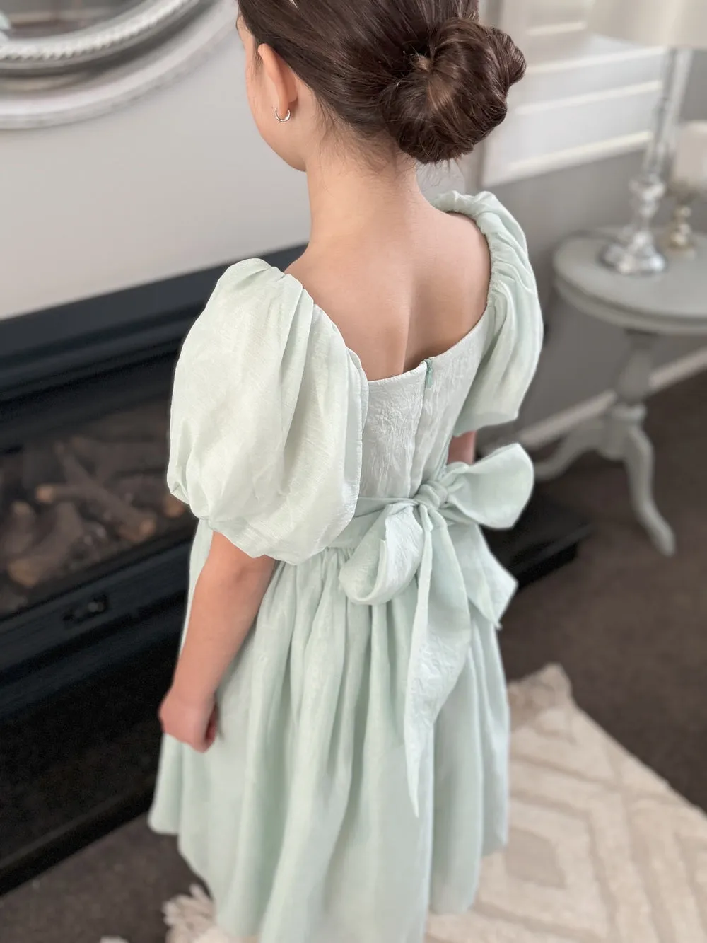 Lucy Girls Sage Green Midi Dress