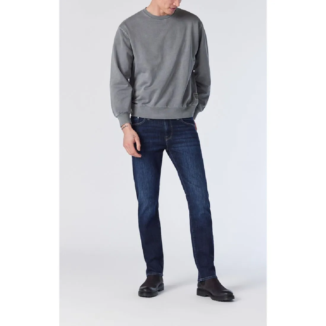 Mavi Zach in Deep Brushed Feather Blue Denim