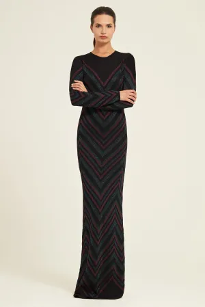 Metallic Intarsia Maxi Dress
