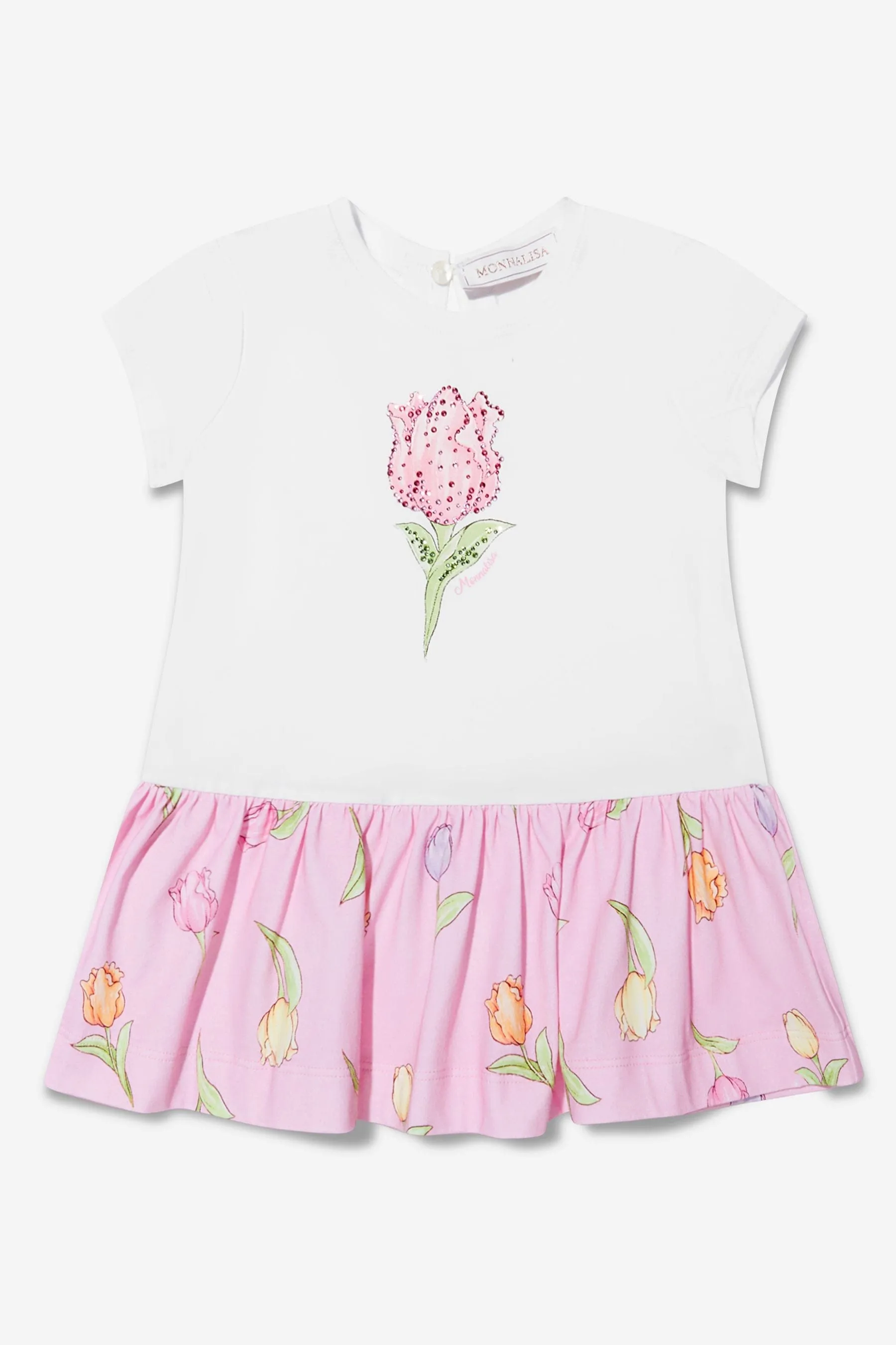 Monnalisa Baby Girls Tulip Jersey Dress In White
