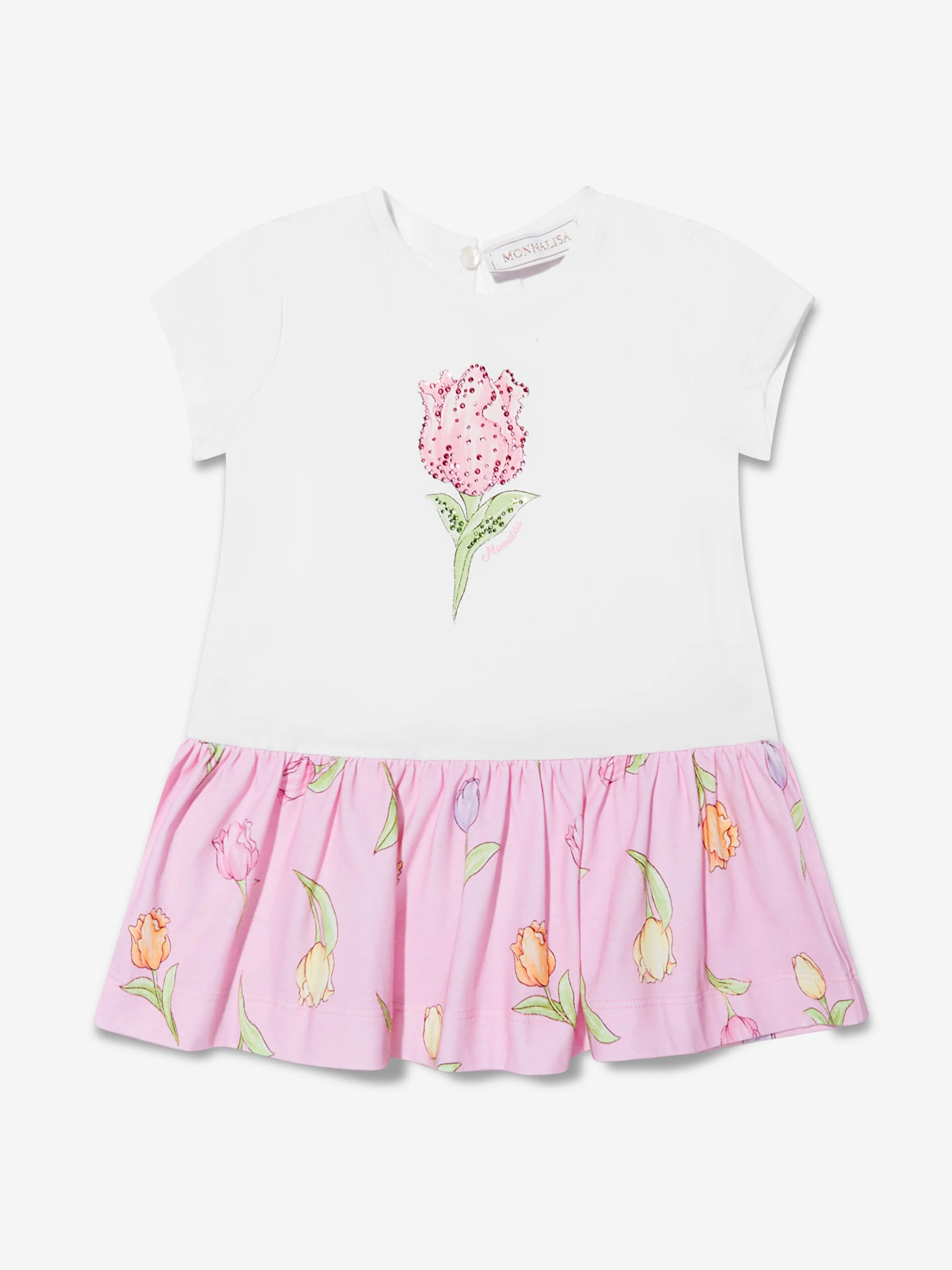 Monnalisa Baby Girls Tulip Jersey Dress In White