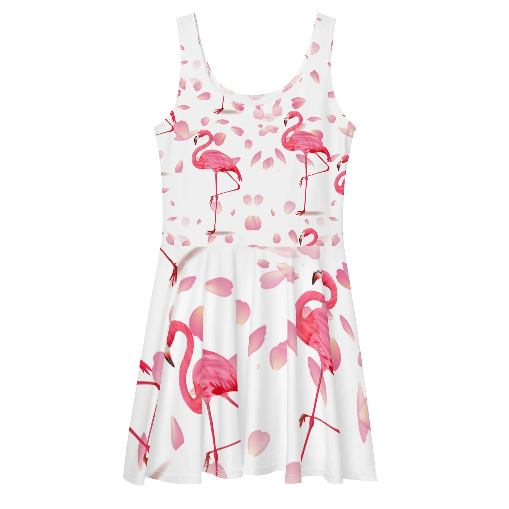 Pink Flamingos Petals Skater Dress