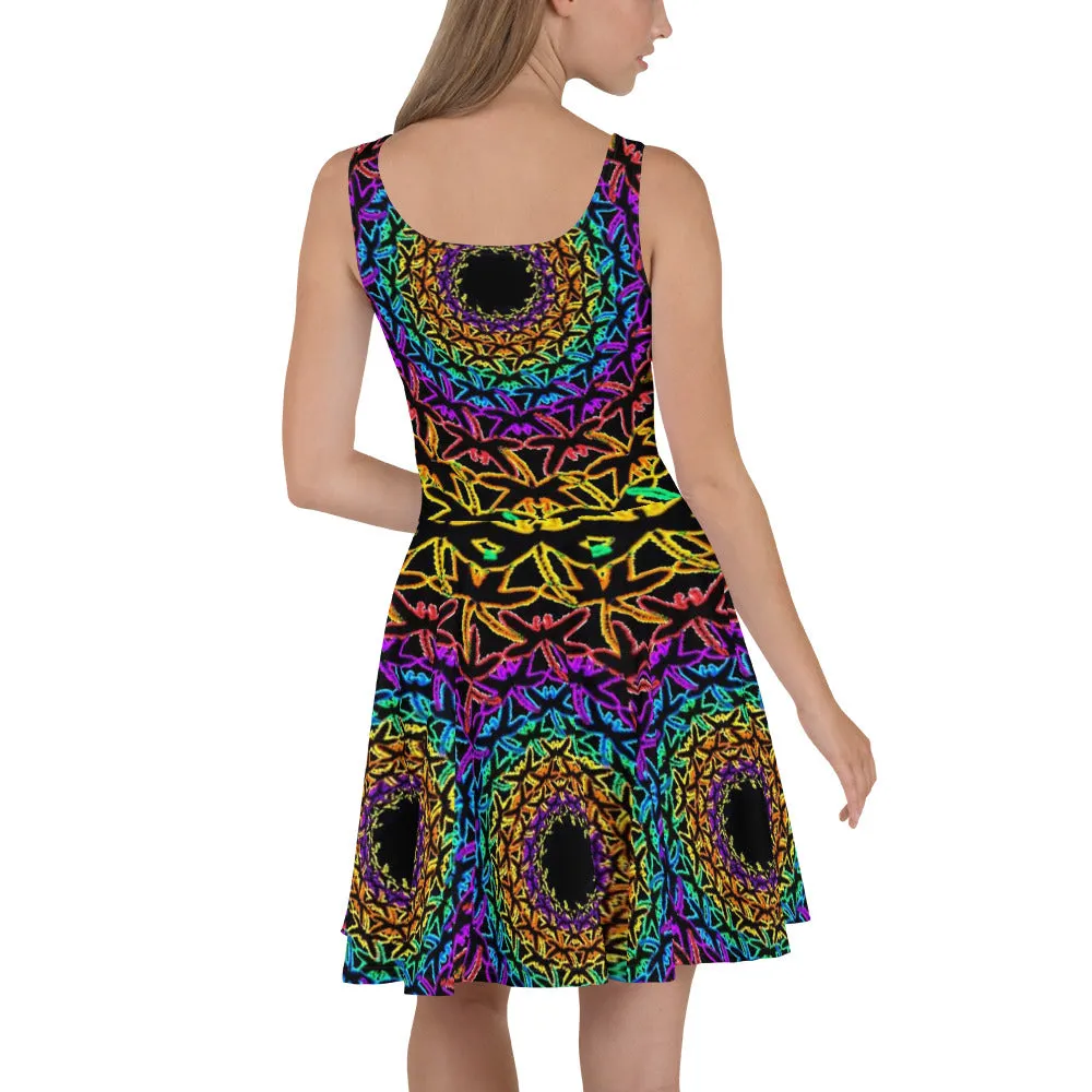 Rainbow Dragonfly by John  A. Conroy Skater Dress